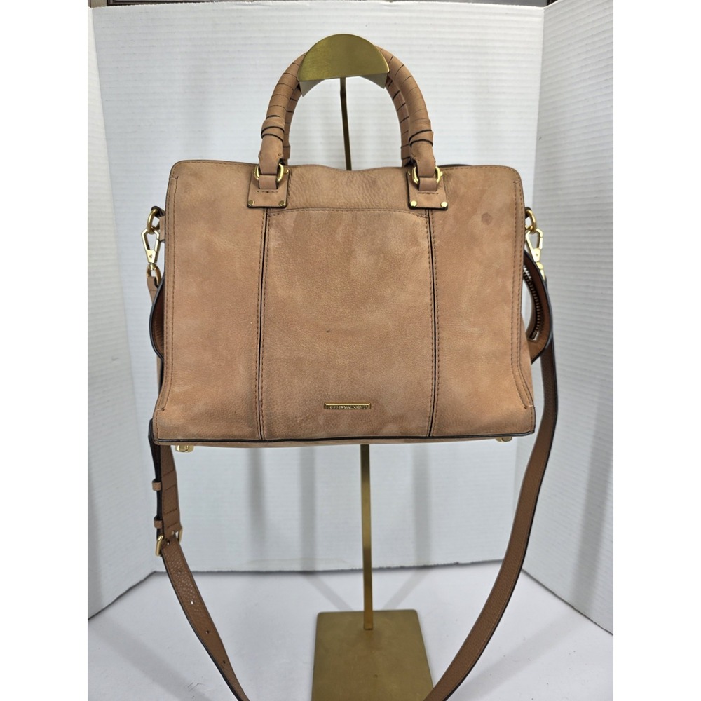Rebecca Minkoff Bree Medium Top Zip Satchel Crossbody in a tan Nubuck Leather - Picture 2 of 7